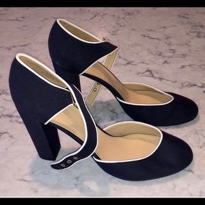 J. Crew Navy & white Sailor Mary Jane Heels - 9.5